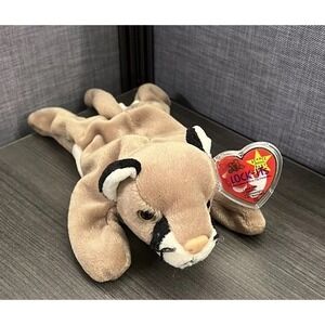 Vintage TY Beanie Baby 1998‎ CANYON The Cougar Orig Tag Protector Free Shipping